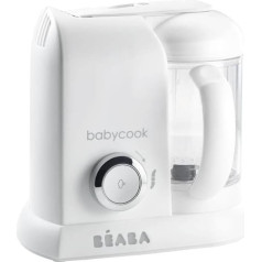 BÉABA - Babycook Solo - 4 in 1 bērnu ēdiena pagatavošanas ierīce - maiga tvaicēšana - ātra pagatavošana tvaikā 15 minūtēs - nerūsējošā tērauda gatavošanas grozs - balta/sudraba krāsā