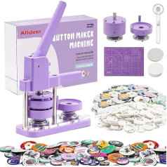 Alldeer Button Maker Machine 58 mm/2.25 inches, with 100 Sets Plastic Button Machine Supplies, Button Machine Set, Pin Maker Machine 2.25, Picture Button Press Machine, Quality Badge Maker for