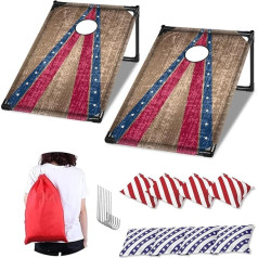 NZQXXJXZ Cornhole āra spēle, pārnēsājams Cornhole Toss komplekts ar 8 Cornhole maisiņiem un pārnēsāšanas somu bērniem, pieaugušajiem, ģimenei, dārzam, zālienam, pludmalei, kempingam, 3 x 2 Ft