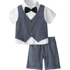 mintgreen Baby Suit Set, 3-Piece Wedding Christening Outfit Shirt + Vest + Shorts