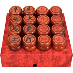 Ķīniešu Xiangqi 2 spēlētājiem, stratēģijas spēle, pārnēsājams ķīniešu šaha ceļojošo galda spēļu komplekts ar rožkoka gabaliem un ādas šaha dēli (5,8 cm/2,3 collas)