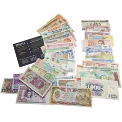 IMPACTO COLECCIONABLES 50 banknošu no 50 valstīm - Pasaules valūtas banknošu kolekcija - Vecā nauda ar autentiskuma sertifikātu - Naudas zīmes kolekcionāriem un zinātkārajiem bērniem - Banknošu kolekcija