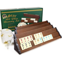 Semus Star 101 plus Rummy set Okey (plastic play benches with wood effect veneer - lightweight and stable & melamine stones) incl. Cactus ballpoint pen