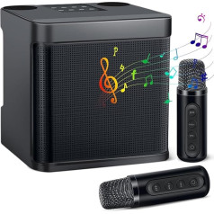 SOPPY karaoke mašīna pieaugušajiem un bērniem, pārnēsājams Bluetooth skaļrunis ar 2 bezvadu mikrofoniem, karaoke mašīnas skaļrunis ar balss maiņas efektiem, ballīšu gaismas pieaugušajiem