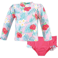 Hudson Baby Unisex Baby peldēt Tropical Floral 2 Toddler peldēties Rash Guard komplekts Ziedi 2 Toddlers Tropical Floral 2 gadi