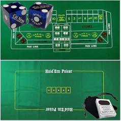 Craps ir Texas Hold'em pokerio reikmenų rinkinys: dvipusis 6 pėdų x 3 pėdų veltinio maketas, 