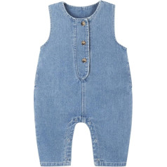 ANIMQUE Baby Toddler Kids Denim Dungarees Jumpsuit Sleeveless Boys Girls Button Jumpsuits Trousers Basic 0-3 Years