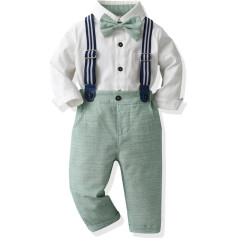 FYMNSI Baby Children's Boys Suit Wedding Festive Gentleman Set Bow Tie Long Sleeve Shirt Braces Trousers 4-Piece Clothing Set