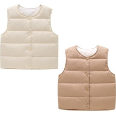 ACMEDE Pack of 2 Quilted Baby Vest izmērs 80/86/92/98 Bērnu dūnu veste ar 90% White Duck Down izmērs 104/116/122/128 cm Ziemas jaka bez piedurknēm Silta jaka Pārejas jaka 6 mēneši - 7 gadi