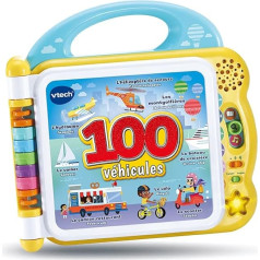 VTech My Bilingual Imagier, runājošais Imagier My 100 Vehicles, skaņu grāmata, 12 ilustrētas un interaktīvas lappuses, izglītojoša rotaļlieta, dāvana bērniem no 18 mēnešiem - saturs franču valodā