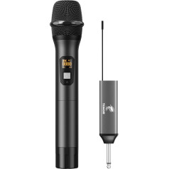 TONOR Wireless Microphone, UHF Metal Wireless Handheld Microphone System with Rechargeable Receiver, 1/4 Inch Output for Amplifier, PA System, Singing Karaoke Machine, 60 m (TW620), Black