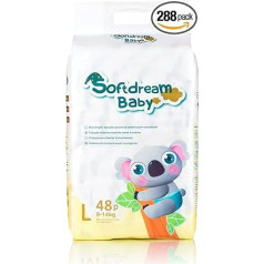 Softdream Baby 288 autiņbiksītes Soft Cotton Super Absorbent Hypoallergenic autiņbiksītes 9-14kg