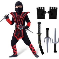 Spooktacular Creations Child Deluxe Ninja Costume Set with Ninja Foam Accessories, Halloween Dress Up for Boys and Girls, Kung Fu Outfit, Halloween Ideas, Ninja Role Play