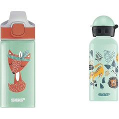 SIGG Miracle Peaceful bērnu dzeramā pudele (0,4 l) & Alumīnija pudele bērniem - KBT Jungle TZZ - Noplūšanas droša - Viegla, bez BPA - Sertificēta kā klimatiski neitrāla - Gaiši zaļa - 0,4 l