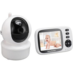 Naroote Baby Camera Monitor, viegli uzstādāms bērnu videomonitors, augstas izšķirtspējas nakts redzamības videonovērošana mājās (ES kontaktdakša)