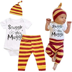 Juflam Jaundzimušo zēnu apģērbs, Snuggle This Muggle Bodysuit + bikses, Legingi + cepure, 3 gabalu apģērbu komplekti