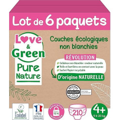 Love & Green Pure Nature Eco Nappies Unbleached T4+ x 35 9-20 кг (упаковка 210)