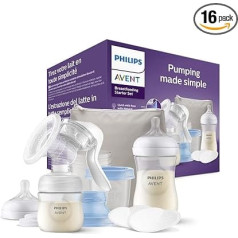 Philips Avent manuālā krūts sūkņa sākumkomplekts - ērts sūknēšanas, uzglabāšanas un barošanas veids ar dabiskās kustības tehnoloģiju, komplektā ietilpst pudelīte, uzglabāšanas trauks un transportēšanas soma (modelis SCF430/16)