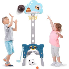 Basketball Hoop Stand Set for Kids 5 in 1 Sports Activity Center Adjustable Height from 45