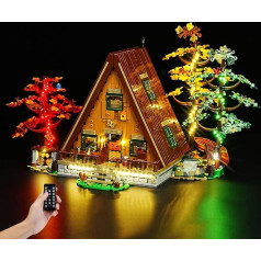 cooldac LED apgaismojuma komplekts Lego 21338 Ideas A-Frame Cabin modeļu komplektam, LED apgaismojuma komplekts, kas saderīgs ar Lego 21338 tālvadības pults versiju (tikai gaismas, ne Lego modeļi)