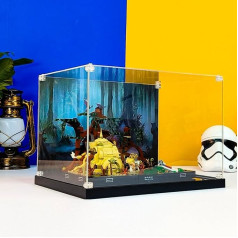 SWDZ Lego Dagobah Džedaju apmācības diorāmas vitrīna 75330 Akrila statīvs LEGO 75330 (nav iekļauts komplektā) Izmērs: 35 x 25 x 20 cm (krāsots stils)