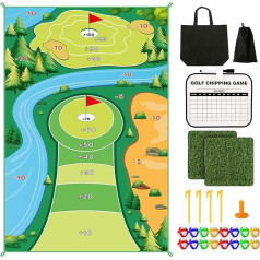 Golf Game Set, 120 x 180 cm Golf Game Training Mat Golf Game for Home Sticky Golf Mat Game Indoor Golf Game Washable Golf Mat Game for Adults Family Children Play Exercises