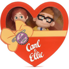 Disney Store Carl and Ellie Official Cuddly Toys, 2 rotaļlietas, augšējā daļa, 28 cm, mīļas lelles sirds formas kastītē ar izšuvumiem un mīkstu virsmu, piemērotas no 12 mēnešiem