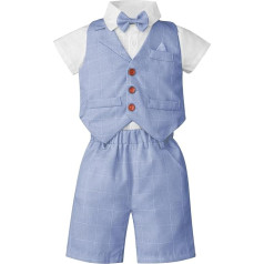 inhzoy Toddler Baby Boys Gentleman Suit Coat Bow Tie Vest krekls bikses 3-diegu apģērbs kristībām Svētku dzimšanas diena kāzas