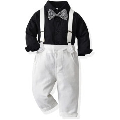 IBAKOM Toddler Baby Boys Gentleman Tuxedo Suit Bow Tie Krekli + bikšturi bikses Formāla ballīte Dzimšanas diena Kāzu apģērbu komplekts