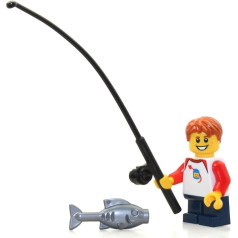 LEGO āra piedzīvojumu minifigūriņa Camper Boy Child (ar makšķeri un krabjiem) 60182