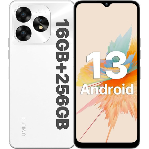 UMIDIGI A15 viedtālrunis bez līguma (2023), Android 13 NFC Mobilais tālrunis 16 GB (8 GB + 8 GB) + 256 GB (līdz 1TB), 64 MP + 16 MP, 6,7