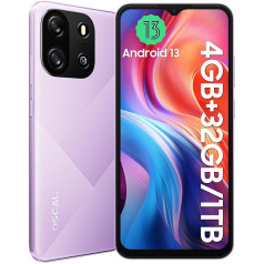 OSCAL Flat 1C viedtālrunis bez līguma 2GB RAM 32GB ROM 1TB TF/SD, astoņkodolu Android 13 mobilais tālrunis 6,52 collu HD+ displejs 8MP + 5MP kamera Face 4700mAh, 4G bez SIM kartes Mobilie tālruņi Dual SIM