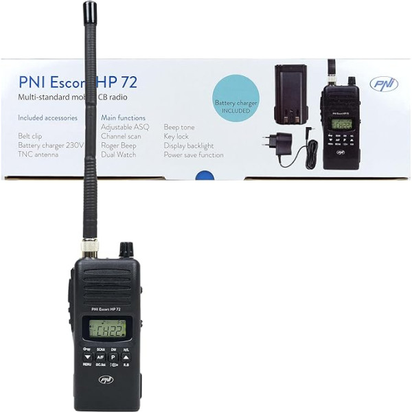 PNI Escort HP 72 Pārnēsājamā CB radiostacija 4W AM-FM ASQ Dual Watch Scan Bez akumulatora