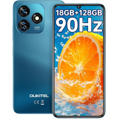 OUKITEL C51 (18GB + 128GB) viedtālrunis bez līguma - 6,8 collu 90Hz Android 13 mobilais tālrunis lēts, 5150 mAh akumulators, 13MP + 5MP kamera, sejas + pirkstu nospiedumi, GPS, Dual SIM 4G mobilais tālrunis bez Simloka