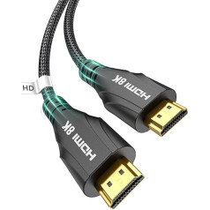 Кабель HDMI Cratree длиной 5 метров - 8K Ultra High Speed HDMI Cable, 48Gbps HDMI Braided Cable, 8K 60Hz, 4K 120Hz, eARC, HDCP 2.2 & 2.3 - Совместимость с HD TV / PS5 / Xbox Подробнее