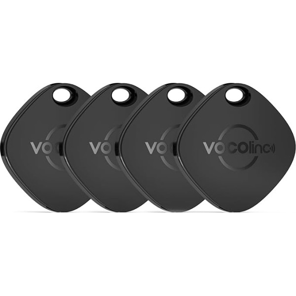 VOCOlinc atslēgu meklētājs Key Finder Key Finder Pack of 4, Smart Air Tag Tracker saderīgs ar Apple Kur ir? (tikai iOS), Bluetooth priekšmetu meklētājs čemodāniem, somām, bagāžai, IP67 ūdensizturīgs, nomaināma baterija