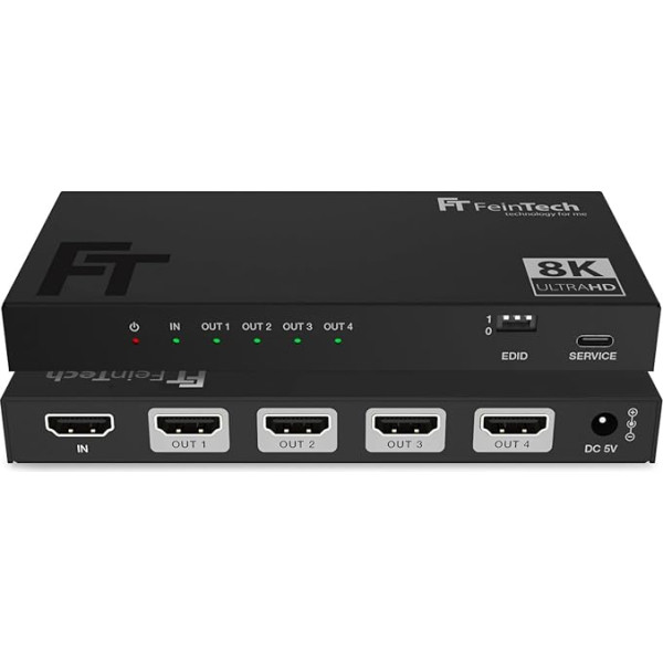 FeinTech SP410 HDMI 2.1 sadalītājs 1 ieejas un 4 izejas: 4K 120Hz 8K samazināta skala