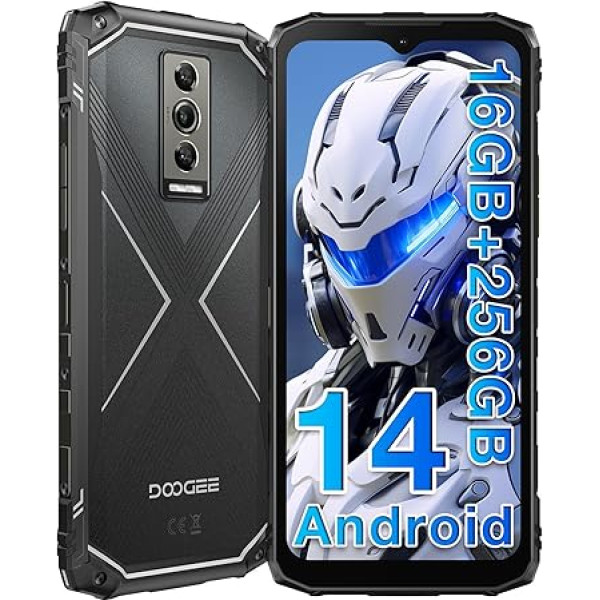 DOOGEE Blade10 Pro Āra mobilais tālrunis 10,7 mm, īpaši plāns Android 14 izturīgs viedtālrunis bez līguma, 16GB + 256GB, 50MP nakts kamera, 6,56 collu HD IPS, 5150mAh Octa Core 4G IP68/IP69K/Dual