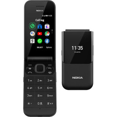 Nokia 2720 2,8 collu 4G Lielbritānijā bez SIM kartes funkcionālais tālrunis ar Google Assistant (viena SIM karte) - melns