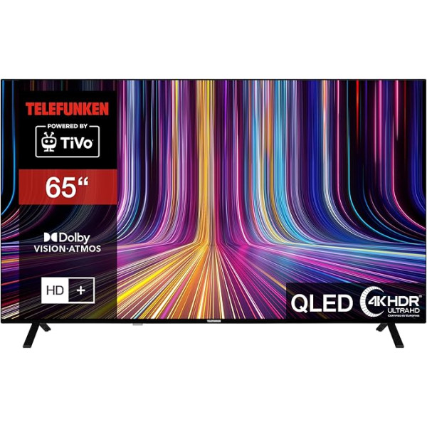 Telefunken 65 collu QLED televizors / TiVo Smart TV (4K UHD, HDR Dolby Vision, Dolby Atmos, HD+, 6 mēneši, ieskaitot trīskāršu uztvērēju) QU65TO750S