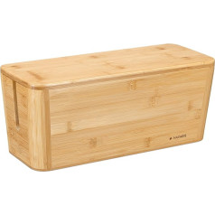 Navaris Bambusa kabeļu kaste ar vāku - Kabeļu kastes organizators 39 x 16 x 16 cm - Kabeļu kastes organizators - Kabeļu uzglabāšanas kaste datoram TV - XL kabeļu savācējs - brūns