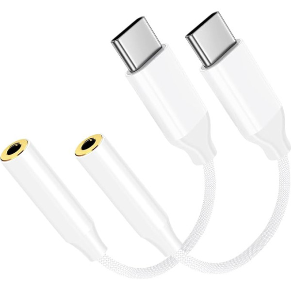 2 Pack USB C uz 3,5 mm jack, C tipa audio kabelis, Aux uz USB C austiņu adapteris iPhone 15 Series, Samsung Galaxy Pixel, iPad Pro, Huawei, Xiaom, OnePlus, Sony, Google un citiem ierīcēm