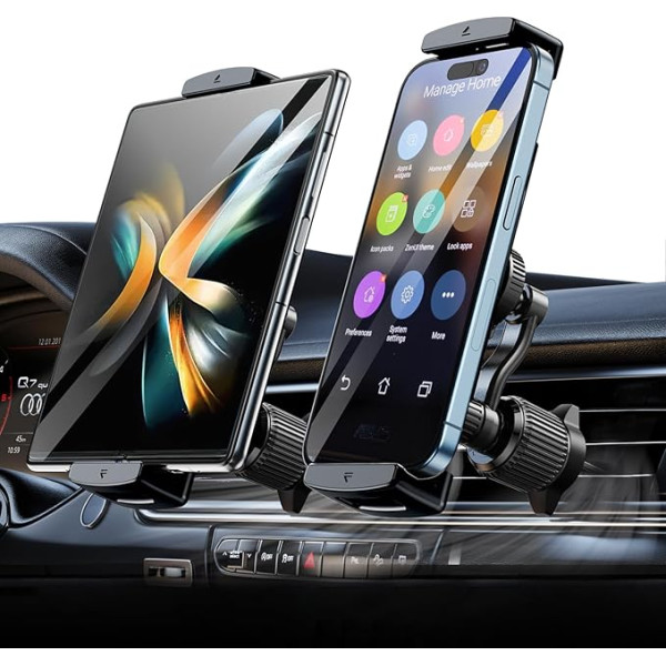 xuenair Z Fold auto stiprinājums ar garu roku, [nav ventilācijas bloķēšanas un nekad nenokrīt] Z Fold auto stiprinājums iPad Pro Air Mini Z Fold 6 5 4 3 iPhone 15 14 un citām 4,7-12,9 collu ierīcēm