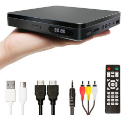 VATI Mini DVD atskaņotājs, neliels DVD atskaņotājs televizoram, visi reģioni, 1080P HD, kompakts DVD atskaņotājs, CD atskaņotājs mājai, ar RCA/HDMI kabeli, tālvadības pults, breakpoint atmiņa, iebūvēts