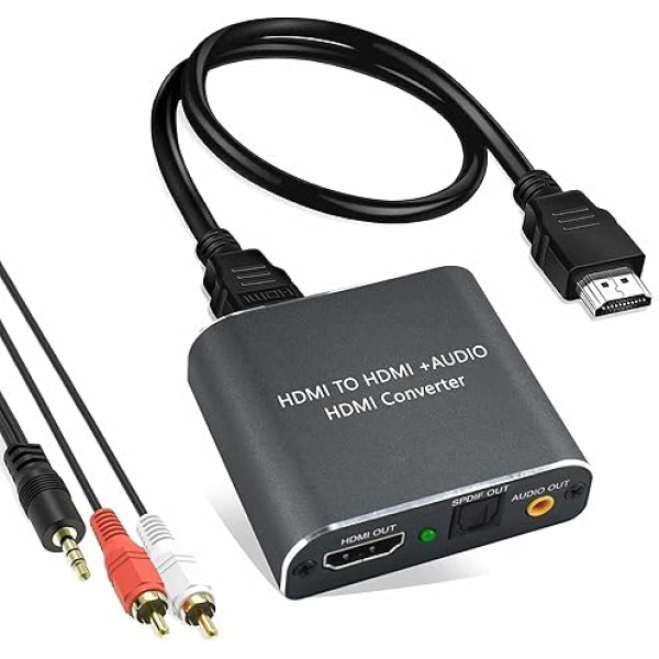 HDMI 2.0 audio ekstraktors, Snxiwth 4K HDMI uz optisko Spdif Toslink un 3,5 mm stereo audio pārveidotājs Atbalsta 4K @ 60Hz HDCP 2.2 HDR 3D Blu-ray DVD atskaņotājs PS4 Xbox One