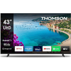 Thomson 43 collu (109 cm) UHD televizors Smart Android TV (WLAN, HDR, trīskāršs DVB-C/S2/T2 uztvērējs, balss vadība, Netflix, YouTube, Prime Video, Disney+) - 43UA5S13-2023