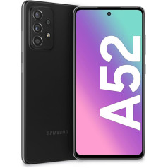 Samsung Galaxy A52 viedtālrunis, 6,5 collu FHD+ Infinity-O displejs, 6 GB RAM un 128 GB paplašināma iekšējā atmiņa, 4500 mAh akumulators un īpaši ātra uzlāde melns