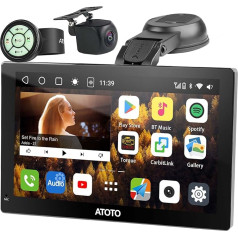 ATOTO P9 9 collu QLED Android pārnēsājamā auto navigācija, 4G + 32G auto radio, bezvadu Carplay, bezvadu Android auto, 1080P aizmugures skata kamera, GPS izsekošana, tālvadība, 4G-LTE, HDMI atbalsts,