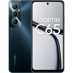 realme C65 viedtālrunis 6,67 collu acu displejs Ērts mobilais tālrunis 50 MP AI kamera Helio čipsets Atbalsta Micro SD 8+256 GB melns