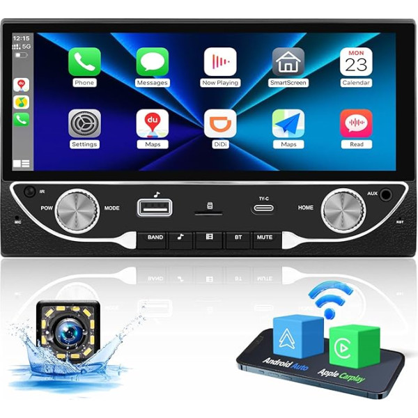 OiLiehu Doppeldin Radio Carplay Android auto radio ar ekrānu 6,86 collu displejs Auto radio atbalsts Mirror Link/Equalizer/Bluetooth/Steering Wheel Control/FM/Reversing Camera/DVR